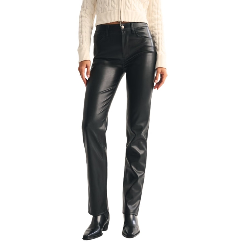 Abercrombie & Fitch Curve Love 90s Straight Ultra High Vegan Leather Pants 22S